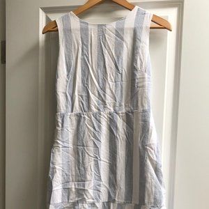 Blue white stripe linen like dress